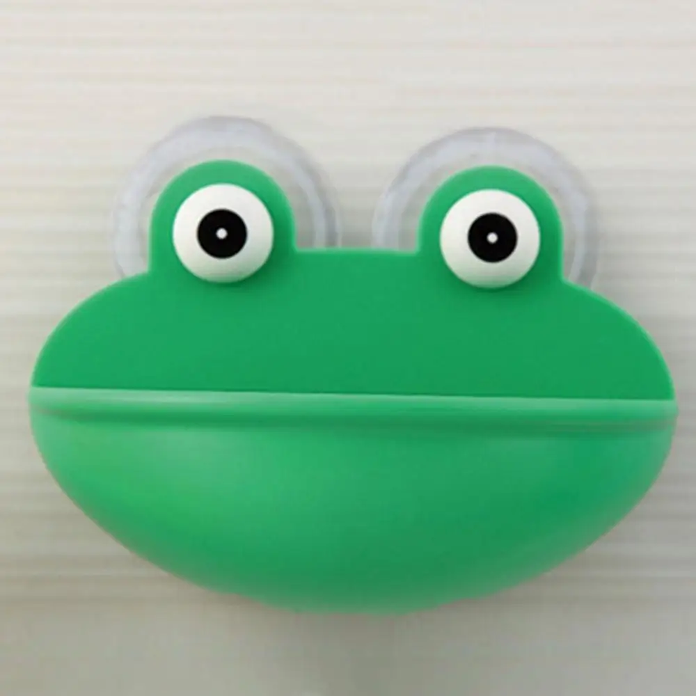 Frog Soap Dishes Wall Mounted Bathroom Soap Rack Soap Container No Drilling Draining Hole Suction Cup Soap Holder Sponge Dish