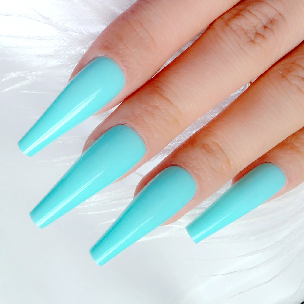 Super Long Press On Fake Nails With Jelly Glue Sticker 24Pcs Shiny Ballerina Coffin Artificial Fingernails Manicure False Nails