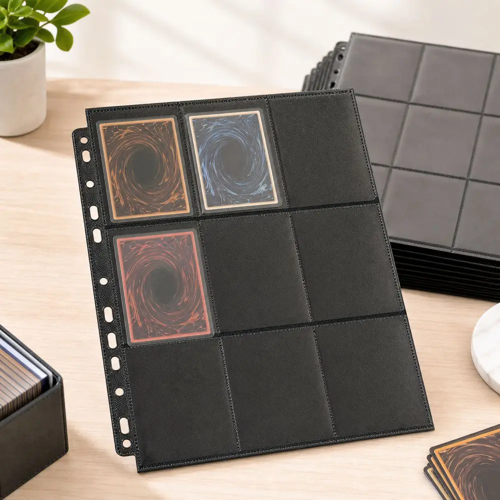 10Pcs 9-Pocket A4 Trading Card Binder Page Side-Loading Reinforced Seams Card Album Refill Page Transparent Double-Sided