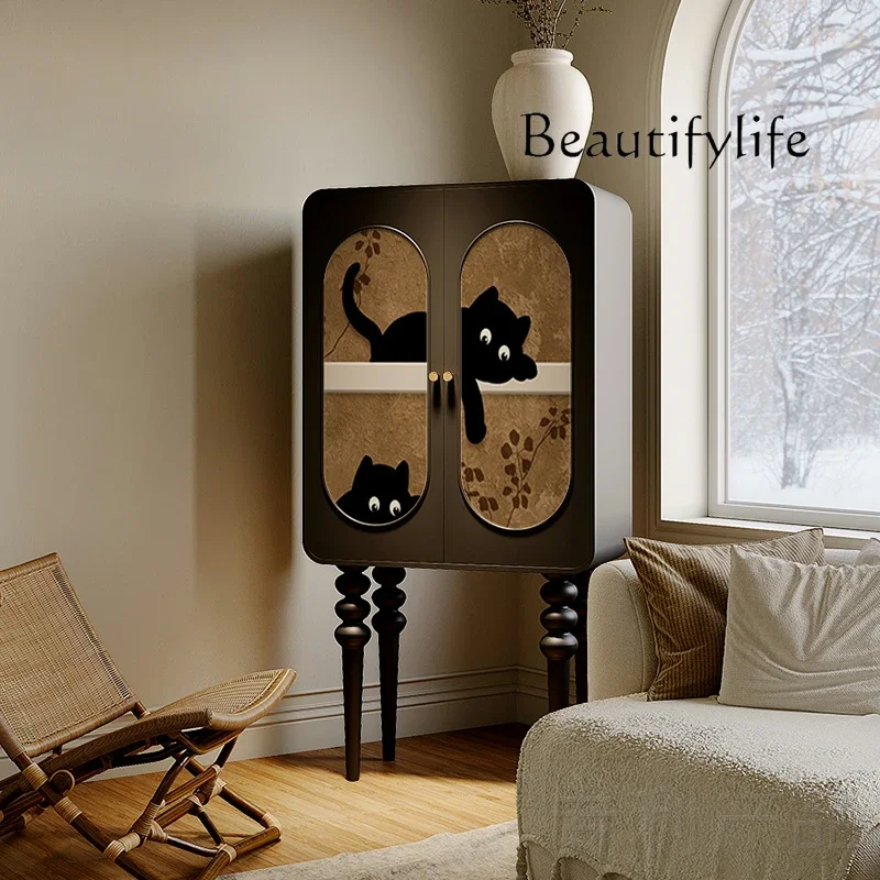 

yj9 French antique locker living room bedroom household solid wood locker premium painted cartoon storage cabinet