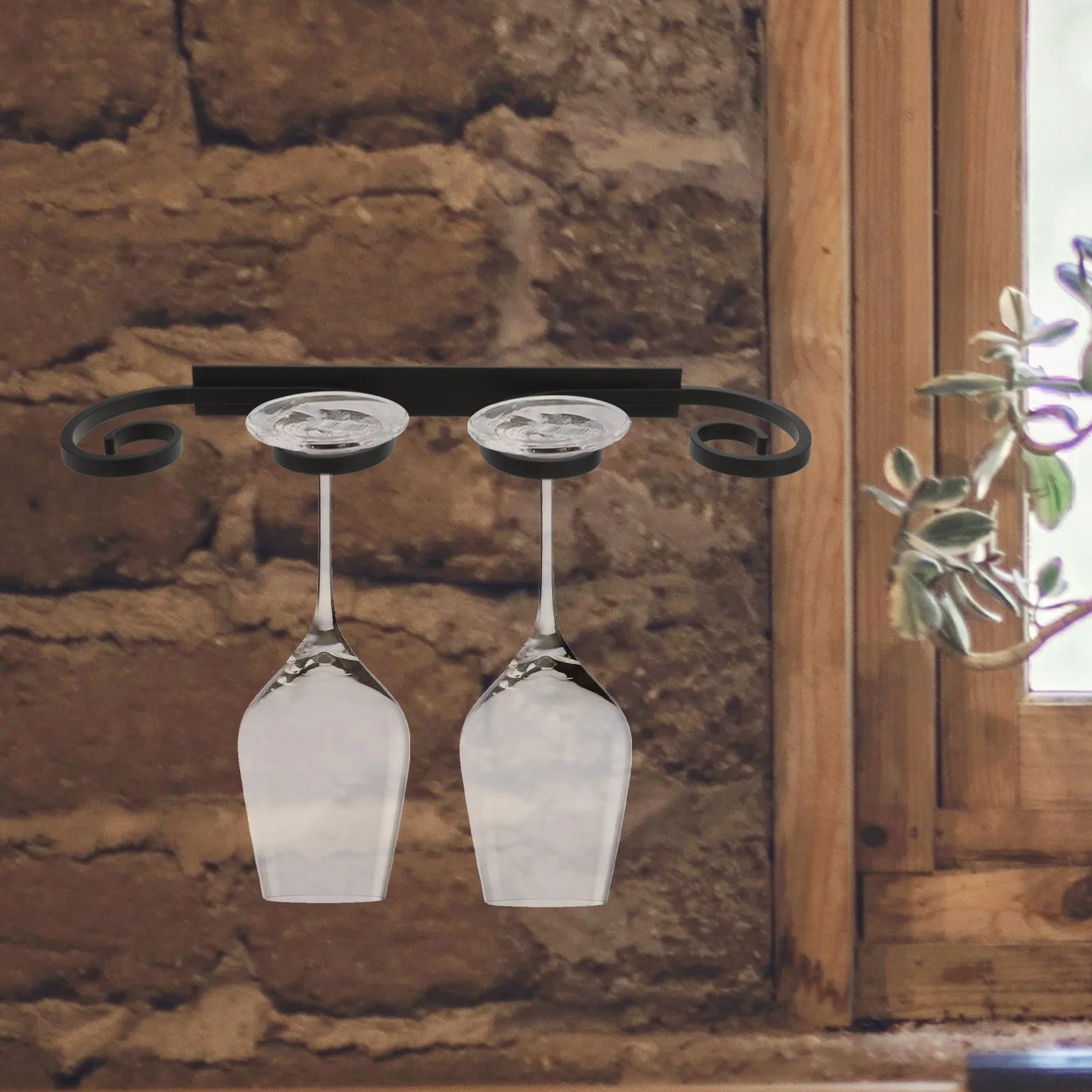 

2 Slot Cups Metal Glass Rack Punch Free Under Shelf Sturdy Bar Glass Holder Modern Kitchen Bar Storage Solution