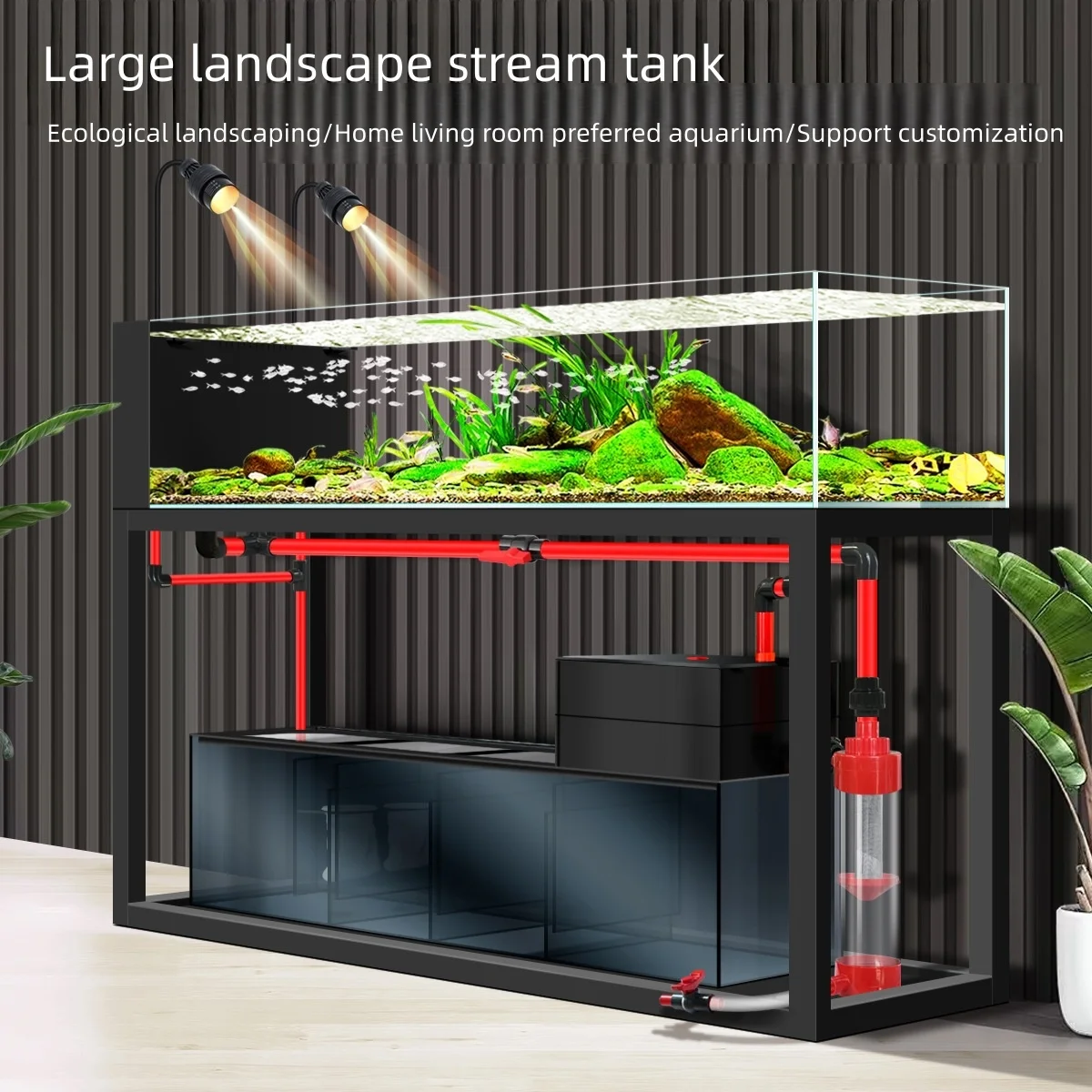 Custom Large Ultra Clear Glass Fish Tank Rectangular Reef Marine Aquarium With Stream For Aquatic Life Display Living Room