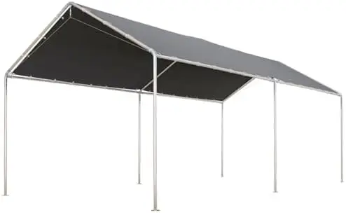 10'x20' Heavy Duty Carport, All Weather Outdoor Large Garage with Galvanized Car Canopy and Included Anchor Kit, 3