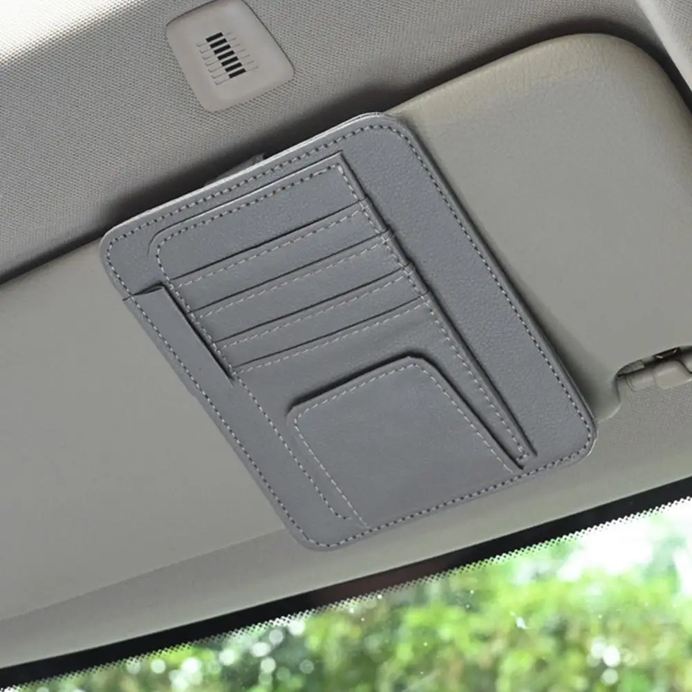Car Sun Visor Organizer Multi-Pocket Business Card Storage Management Sunglasses Holder Visor Accessories Auto Interior