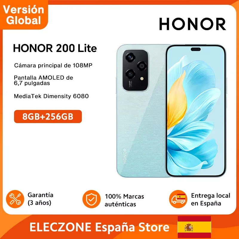 Nouveau Version Globale HONOR 200 Lite 5G Smartphone 108MP Appareil photo principal Ecran AMOLED