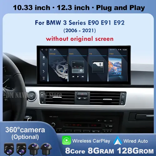 무선 CarPlay 안드로이드 자동차 자동차 멀티미디어 라디오 BMW 3 시리즈 E90 E91 E92 2006-2011 원래 화면 DSP 스테레오 GPS 없음