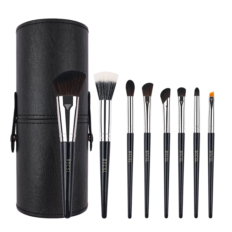 Juego de brochas de maquillaje, 8 Uds., brocha para polvos negros esponjosos y suaves, brocha para colorete, herramientas de belleza, productos para mujer, brochas faciales para máscara