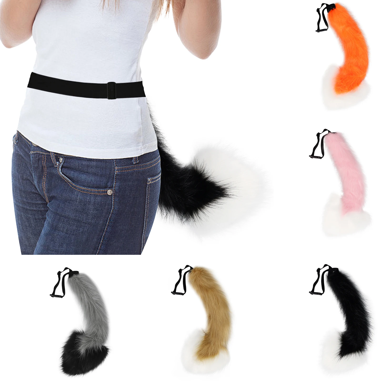 

Искусственный Мех Животное Лисий Хвост Пушистый Плюшевый Therian Аниме Косплей Костюм Аксессуар для Рождественской Вечеринки