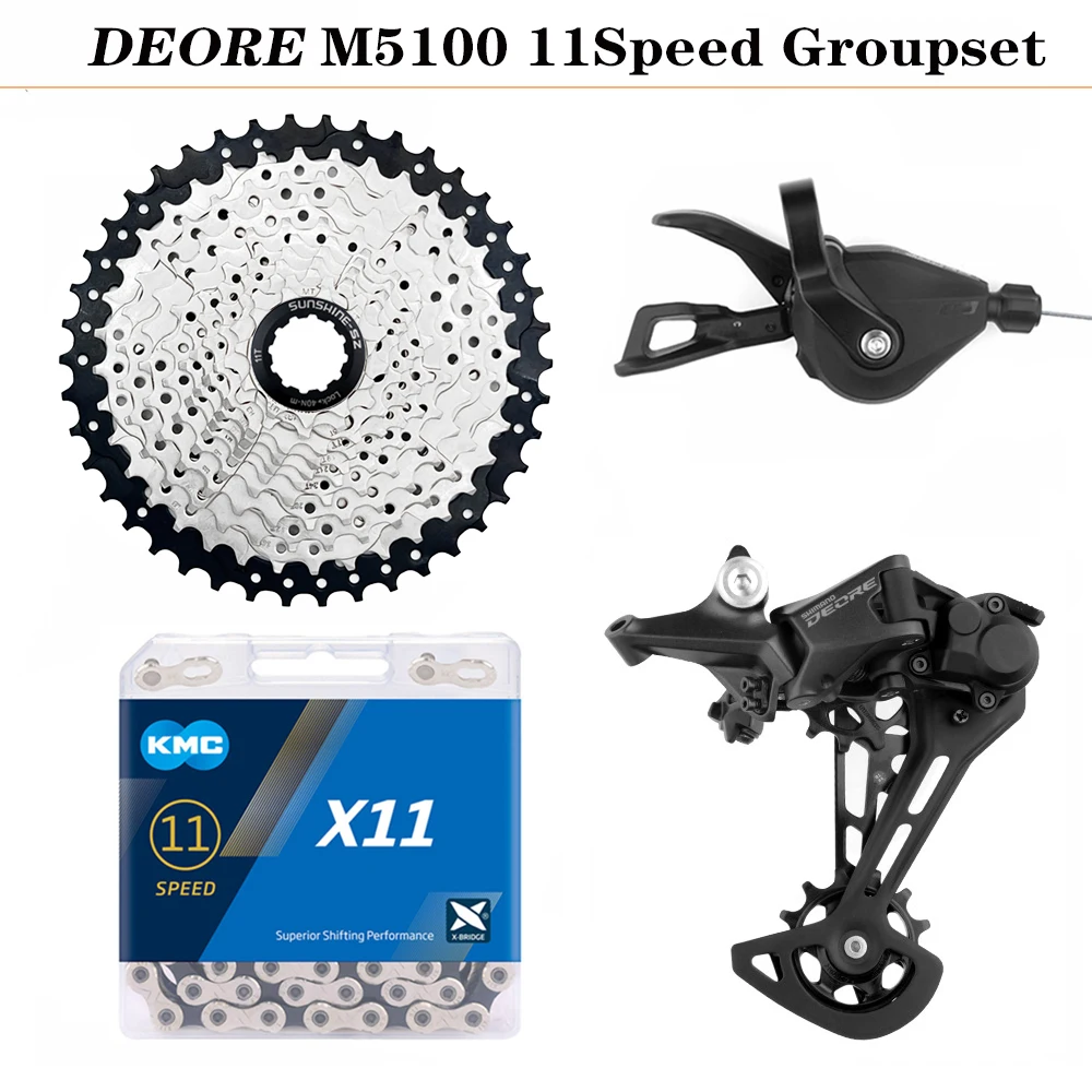 

DEORE M5100 1X11Speed MTB Derailleur Groupset SUNSHINE-SZ Кассета M5100 Рычаг переключения передач M5100 Задний переключатель X11 Цепь 11 В Комплект