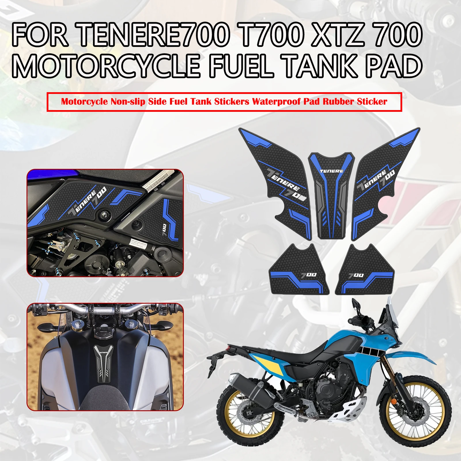 

For YAMAHA TENERE700 T700 XTZ 700 2019-2022 Motorcycle tank pad Non-slip Side Fuel Tank Stickers Waterproof Pad Rubber Sticker