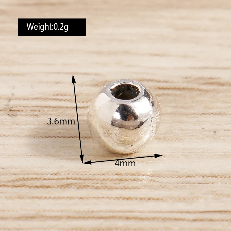 Tusember 100 Stück 4mm CCB Silberfarbene lose Spacer-Charms-Perlen für Schmuckherstellung, DIY-Armbänder, Halsketten, Bastelbedarf – Detail 2