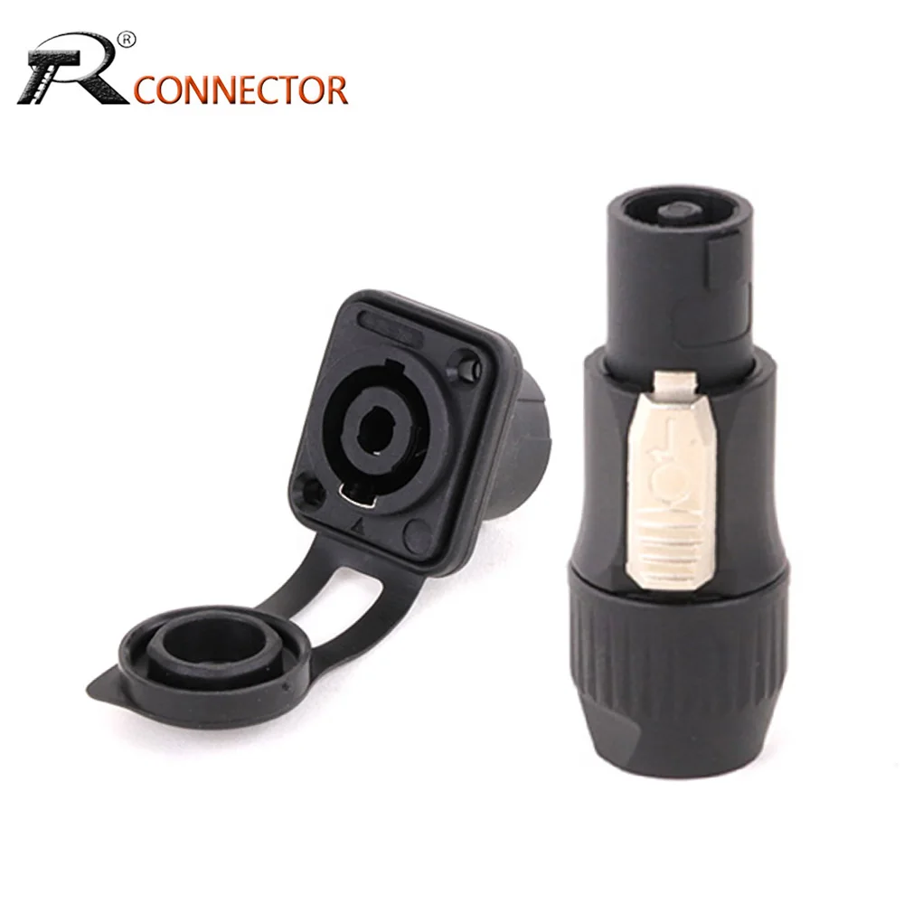 10pcs Black/Orange 4Pins New Design Waterproof Speakon Cable Adapter Connectors Audio Speaker Male Plug Female Socket Twist Lock