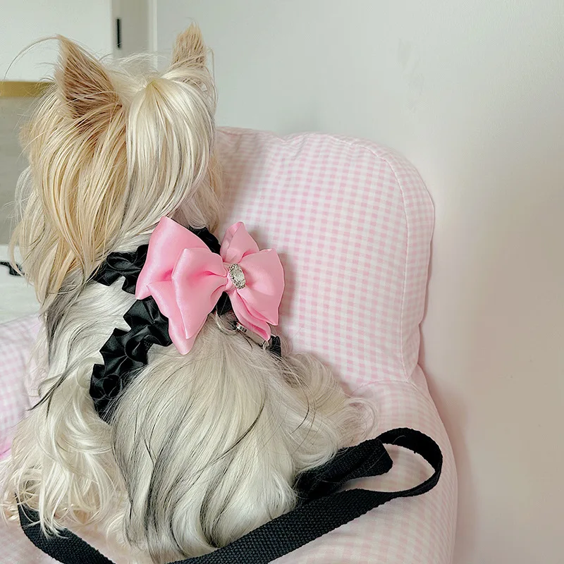 Dog Cat Harness Leash Set Adjustable Lace Bowknot Pet Harnesses Cute Puppy Dog Princess Dress Skirt Walking Lead Chihuahua York