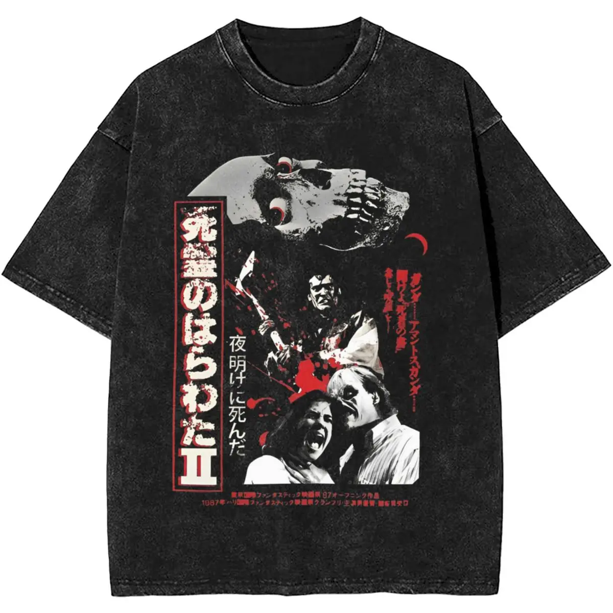 Harajuku Washed Shirts Evil Dead Horror Film Movie Outfit Vintage T-Shirts Harajuku Streetwear Cotton Summer Tee Shirt