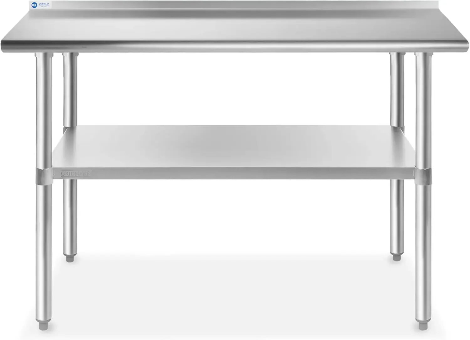 Steel Kitchen Prep Table 72 x 30 Inches with Backsplash & Under Shelf, NSF Commercial Work Table for Restaurant and Home