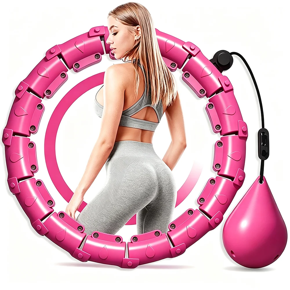 Gewichteter Hula Infinity Fitness Hoop für Erwachsene zur Gewichtsreduktion, 2-in-1 Smart Fitness Workout Hula Circle Hoops mit 24 abnehmbaren Gliedern, Trainings-Fit Hoop geeignet für Frauen und Anfänger.