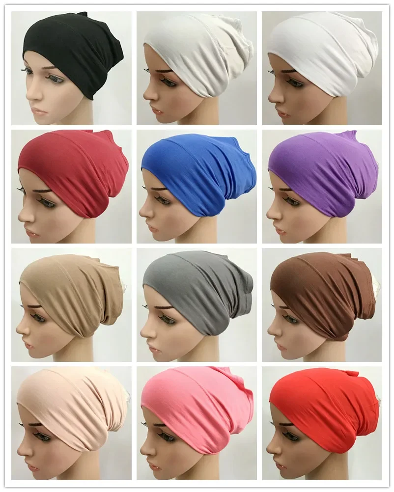 Muslim Soft Modal Inner Hijab Caps Stretch Turban Cap Islamic Underscarf Bonnet Hat Female Headband Turbante Mujer 2020