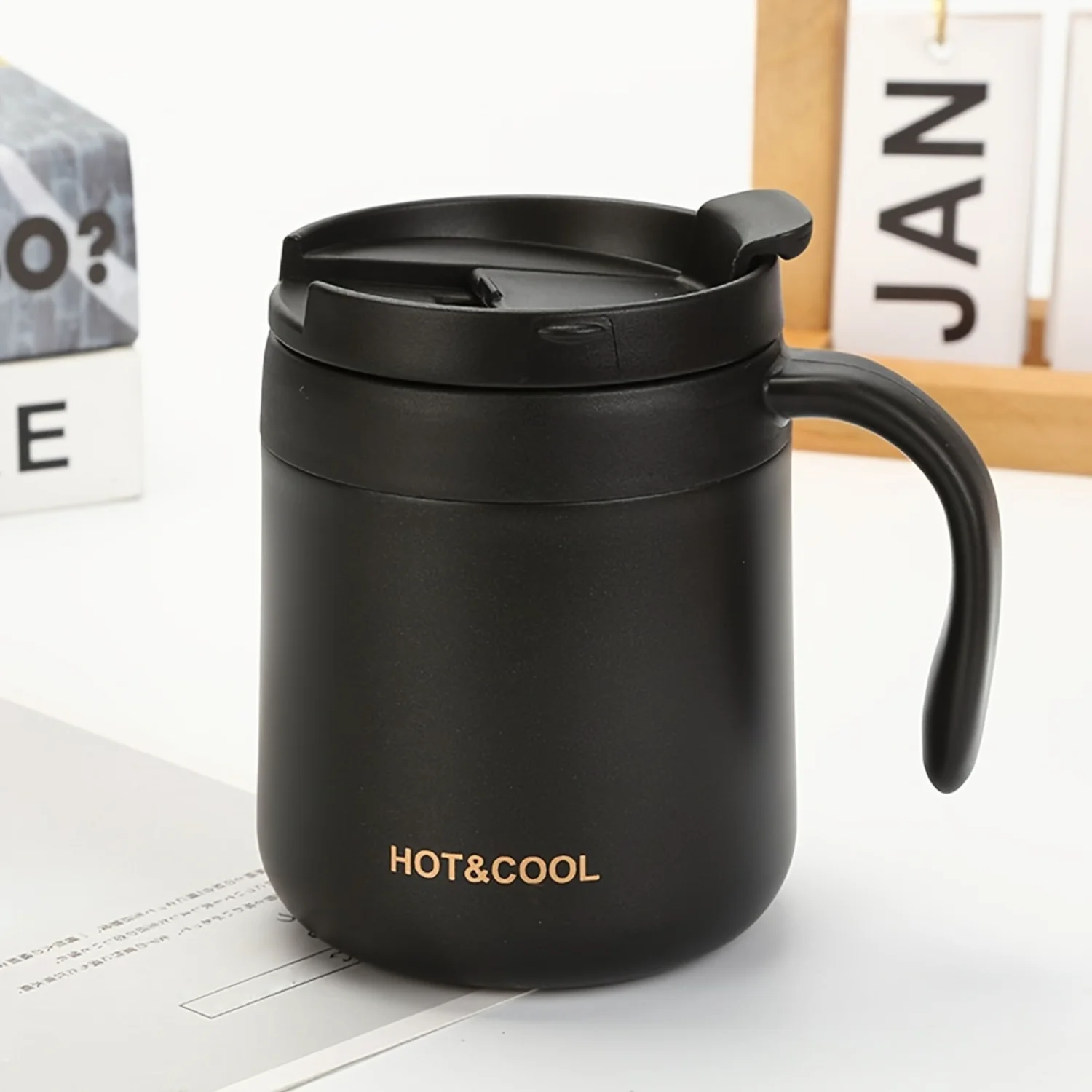 Thermal Lid Coffee Mug Insulated Travel Water Cup Double Wall Stainless Steel Flask Vacuum Bottle Thermal Mug  Stainless Steel C