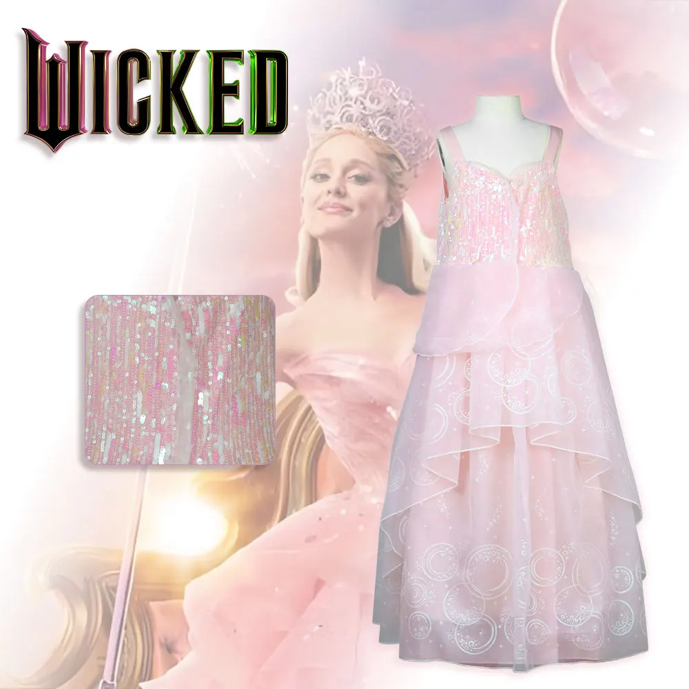 Halloween European and American magic witch Glinda cosplay pink dress children's stage performance costume adult dress view 5
