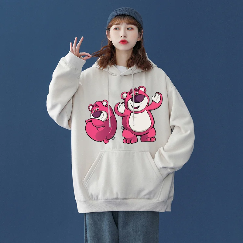 

Disney Cartoon Bear Strawberry Bear Printed Hoodie for Men and Women Couples Cartoon Bear Leisure Sports Street Hoodie
