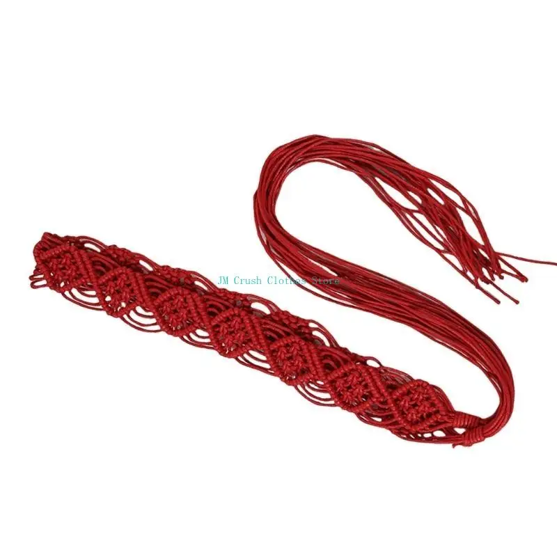 

K1ME Ethnic Wax Rope Belt for Girl Bohemian Rope Belt for Shirt Dress Fashion Dress Accessories Adjustable Decorative Belt