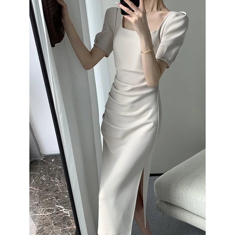 

Square Neck Dress for Women the Summer 2023 High Side Sleeve Long Skirt Women Clothing Party Dresses Vestido Dress