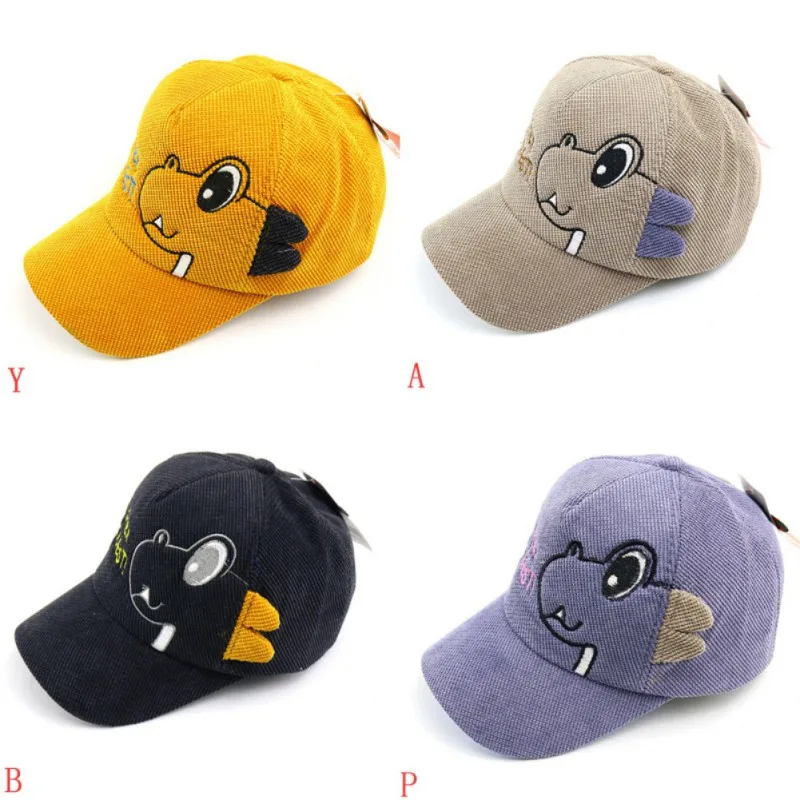 Cartoon Dinosaur Kids Baseball Cap Corduroy Children Girls Boys Sun Hat Spring Summer Outdoor Adjustable Visor Baby Cap