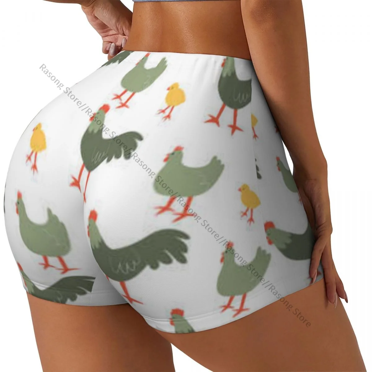Pantaloncini da yoga in spandex per donna Chiken Gallo Pantaloncini da allenamento con personaggi dei cartoni animati carini