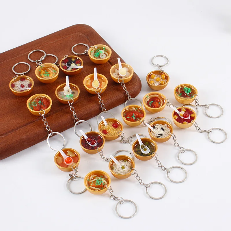 Mangkuk Sup Manis Mini Mangkuk Emas Mie Makanan Penutup Makanan Cina Miniatur Makanan Bermain Dekorasi Gantungan Kunci Simulasi Dekorasi Rumah
