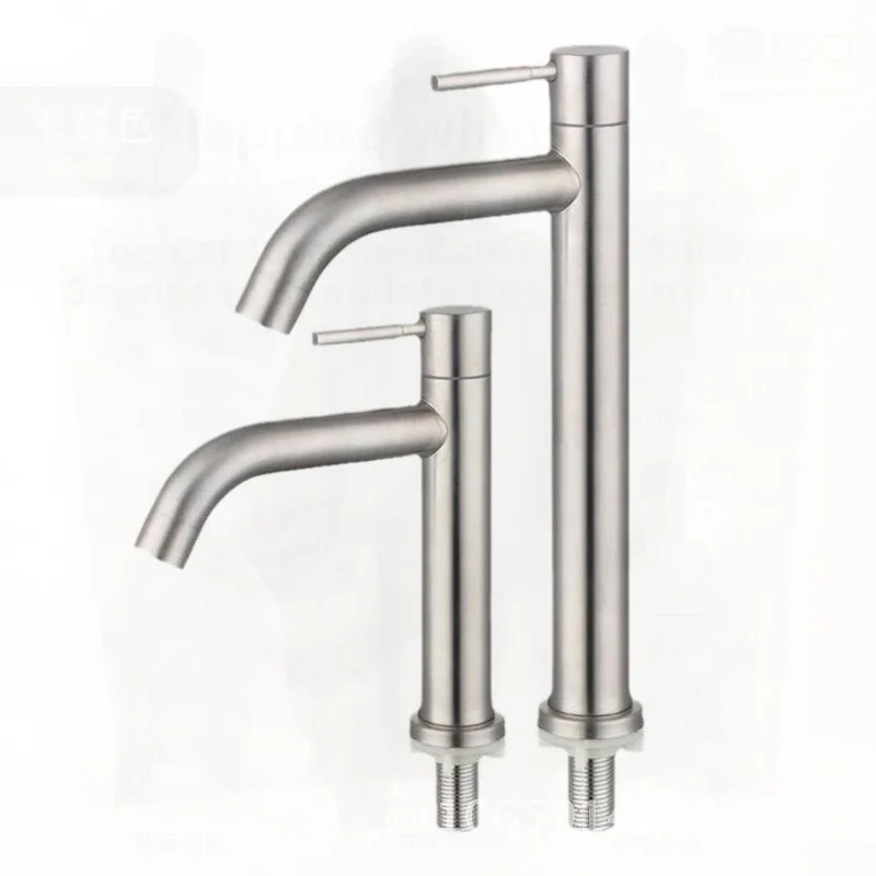 

Wholesale 304 Stainless Steel Single Cold Basin Faucet Modern Minimalist Bathroom Balcony Household Wash Basin Quick Opening