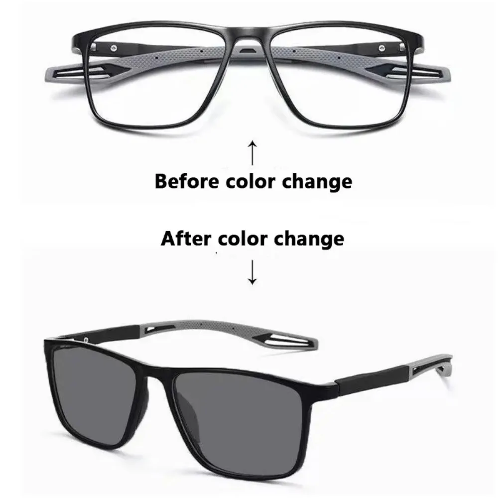 Photochromic Blue Light Blocking Myopia Glasses Color-Changing Computer Square Fashion Sports Eyeglasses Minus Diopters 2023 New