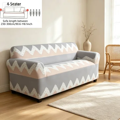 Light Gray Zigzag Sofa Cover, Luxury Diamond Slipcover, Fruit Cherry Graffiti Cover, Blue Vintage Leaf Protector.