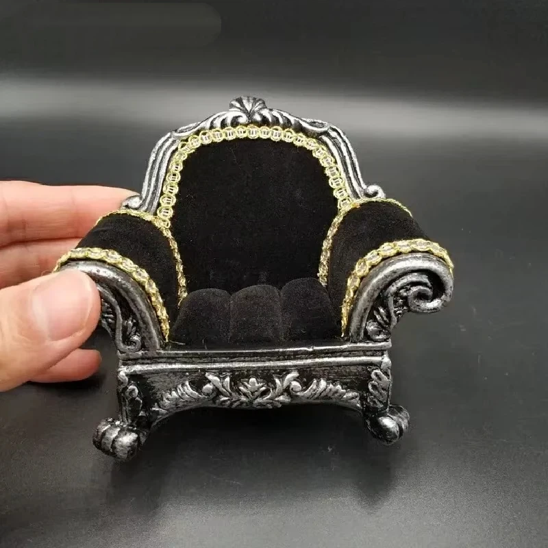 Hot Sofa Black Flocked Vintage Miniature 1 12 Scale For 6 Inch Action Figure Figma Shf Ob11 Dollhouse Model Scene Accessory