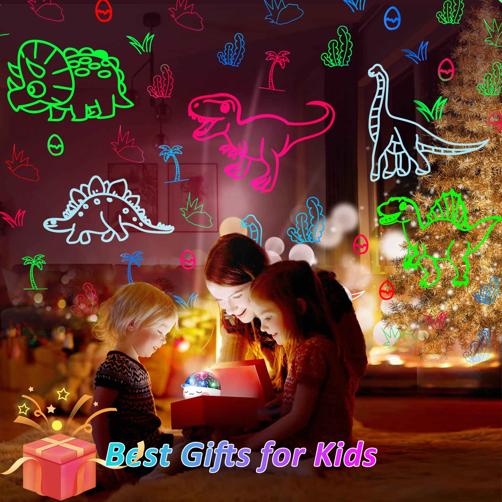 Dinosaur Night Light Projector,360° Rotating LED Projection Lamp with Timer,8 RGB Color Modes, Kids Bedroom Decor, Birthday Gift view 5