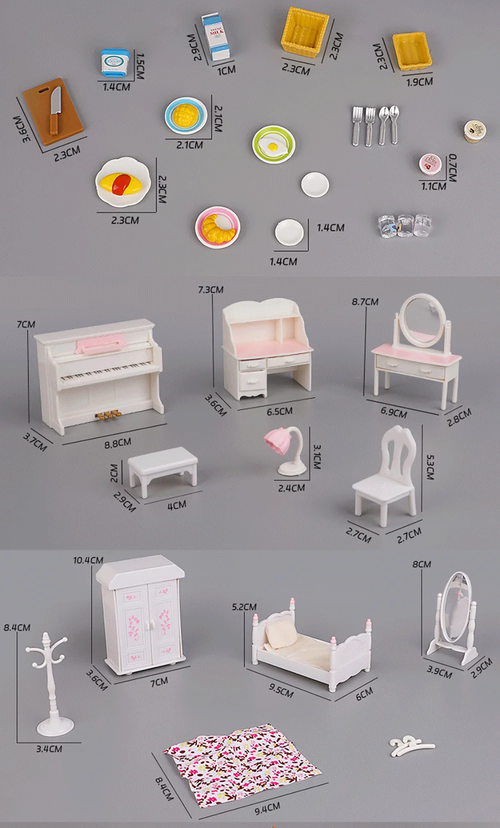 Miniaturmöbel 1:12 Puppenhaus Küche Wohnzimmer Schlafzimmer Set DIY Szene Puppe Spielen Dekoration Mädchen Spielzeug Haus Geschenk – Detail 2