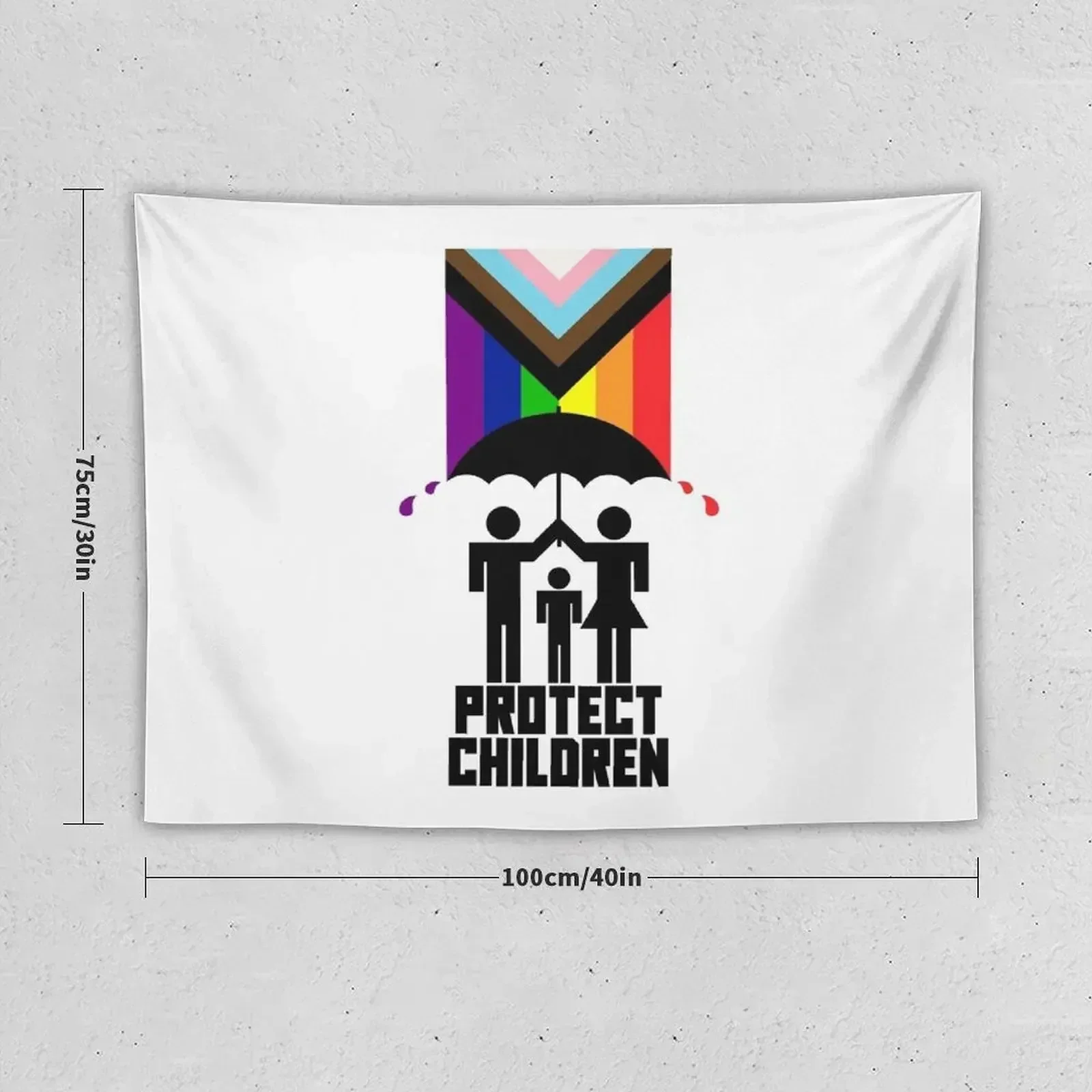 Protect Children Parents holding an umbrella to protect their child from the LGBTQIA+ flag Tapestry Mushroom Tapestry