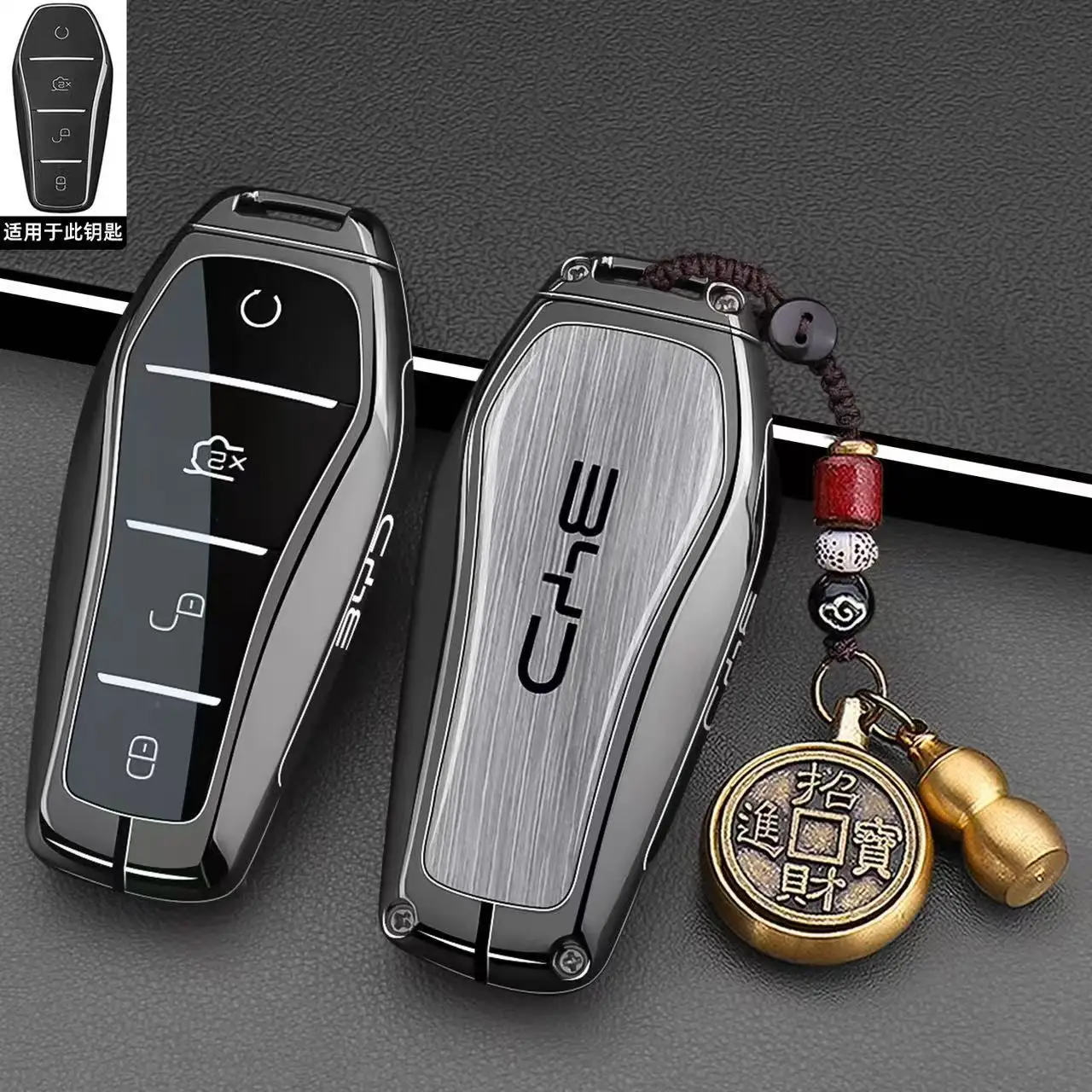Schlüsselanhänger aus Zinklegierung und TPU für BYD Song Plus Atto 3 Han EV Tang DM Qin Seal Dolphin Yuan, Schlüsseltasche, Zubehör – Detail 3
