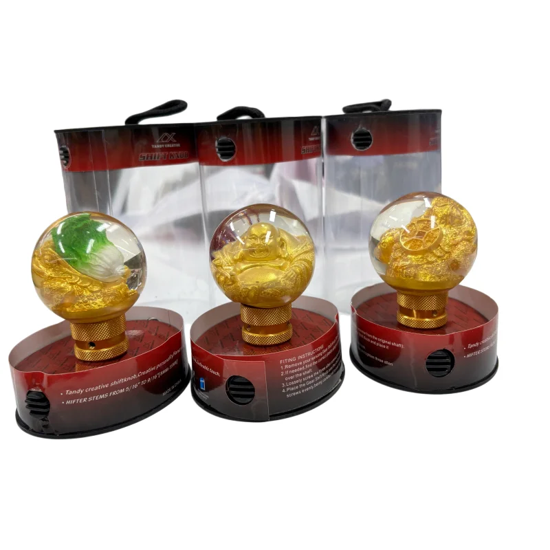 GM aftermarket manual gear shift lever, crystal ball knob, golden Buddha handle, resin manual gear shift knob and lever