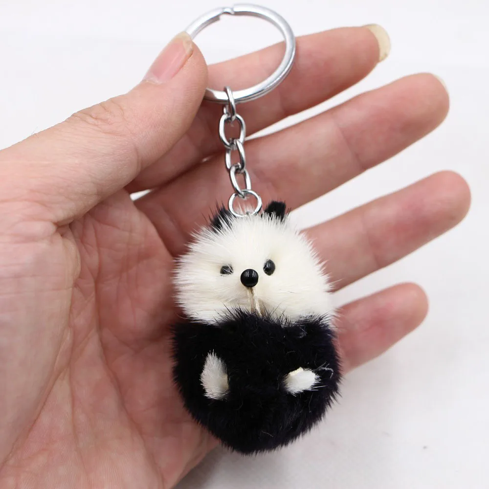 2023 Hot Cute Real Fur And Mink Hair Red Panda Keychain Bag Pendant Creative Panda Mobile Car Bag Pendant Jewelry Accessories