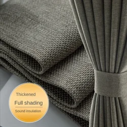 Cotton Linen Full Blackout Living Room Curtain Light Luxury Thick Study Curtains Sunscreen Heat Insulation Bedroom Drapes ์๋ง์ปคํผ
