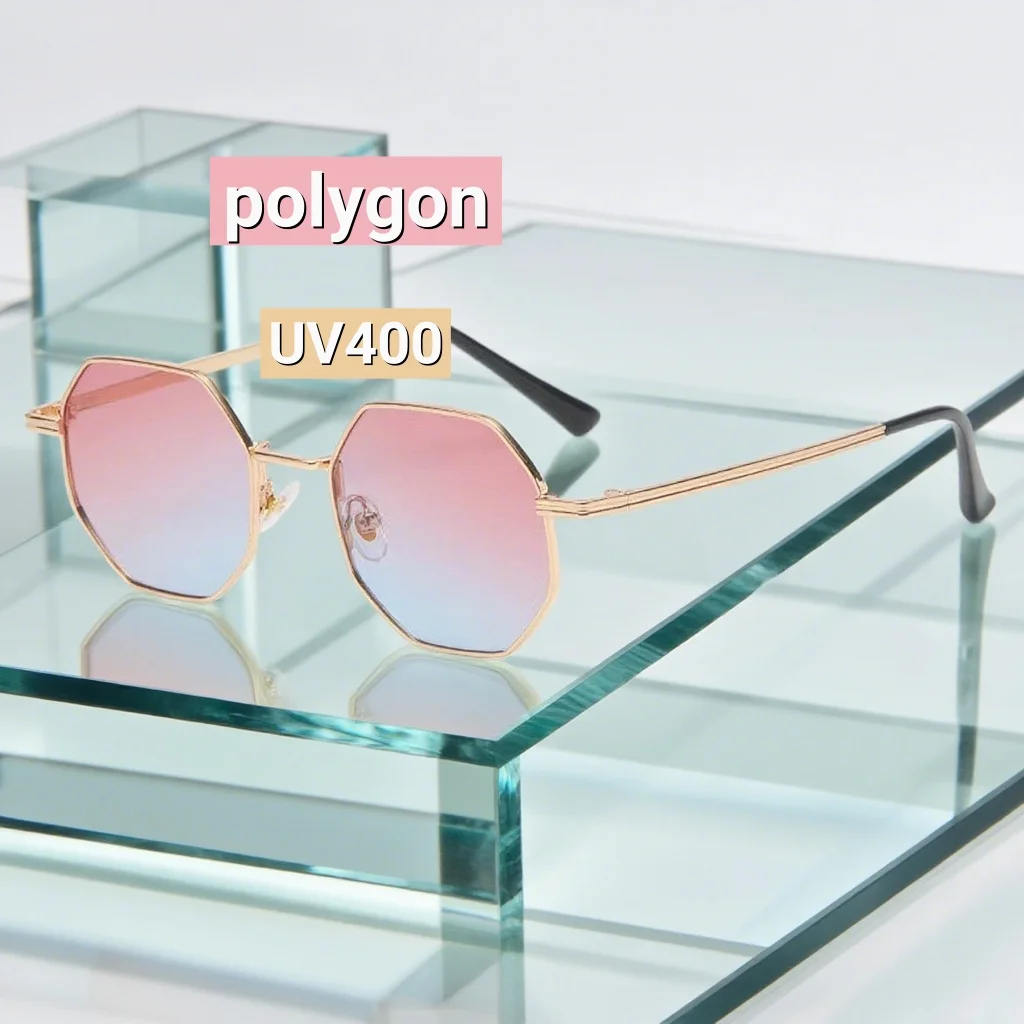 

Polygonal Fashion Personalized Metal Frame Sunglasses Ultra Light Neutral Multi-color Lenses UV400 Resistant Sunglasses