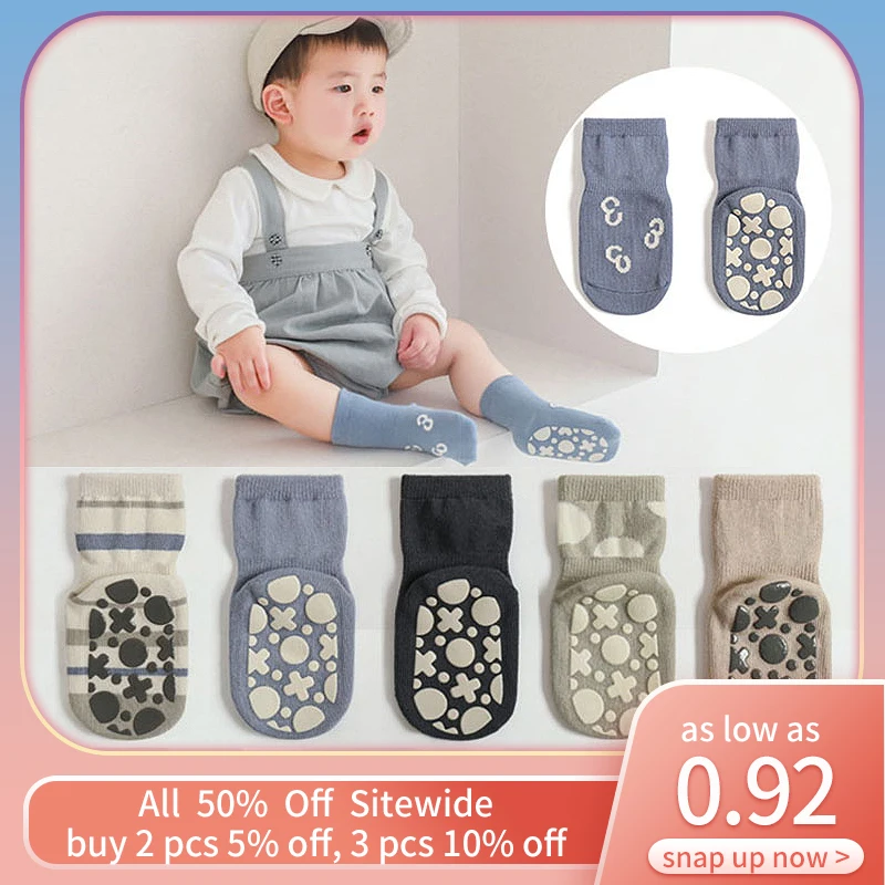 Cartoon Baby Socks For Boy Girl Spring Autumn Long Sock Soft Cotton Non-slip Toddler Floor Socks Infant Sokken Sox Bebe Footwear