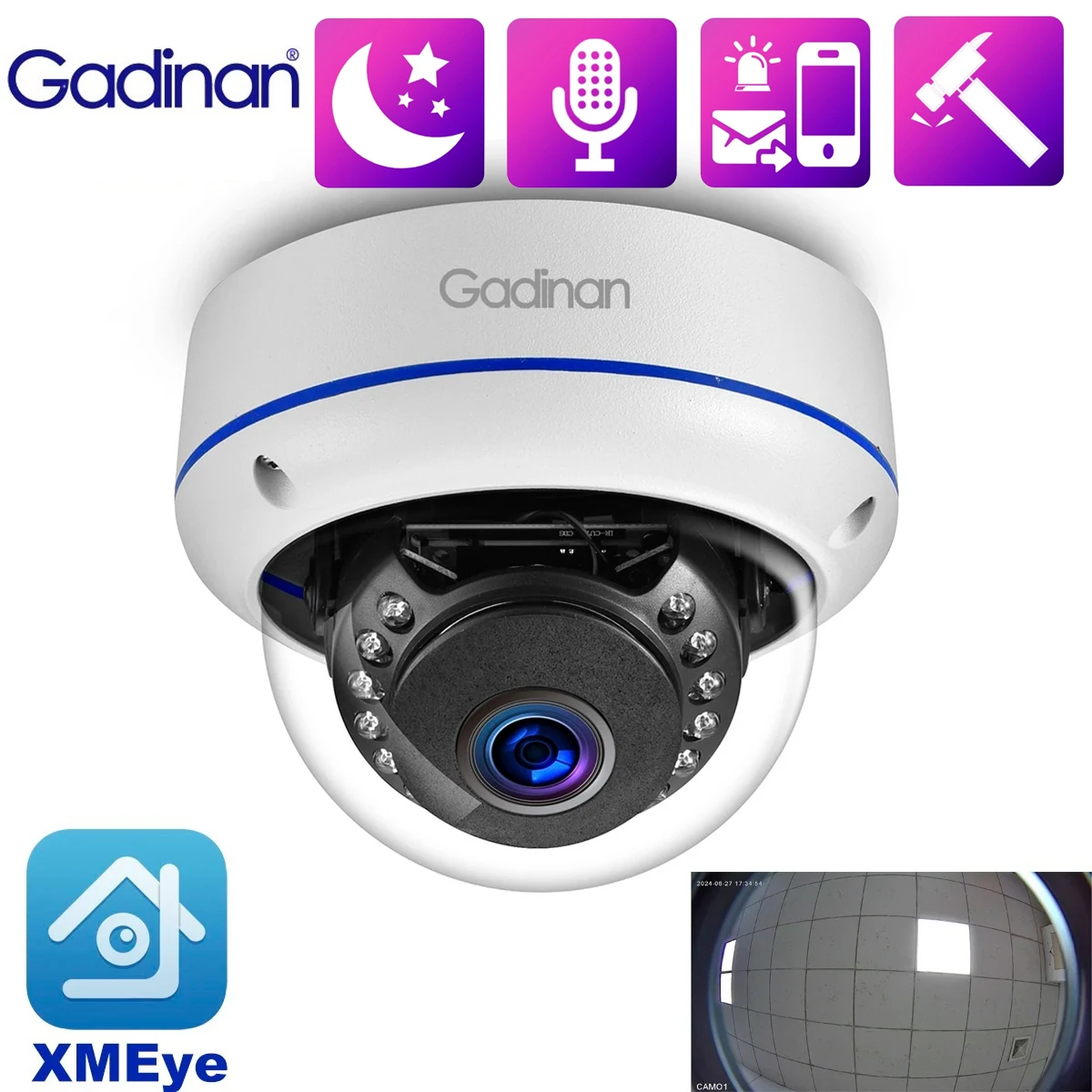 gadinan wide angle fisheye ip camera face detection camera de seguranca deteccao de movimento xmeye rang poe 8mp 150 graus 17 mm 4k 01