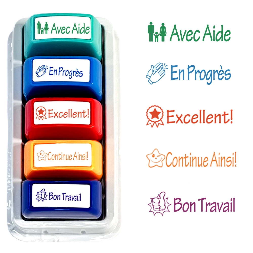 Five sets of color French teacher's comment seals and automatic ink discharge seals It is applicable to the hierarchical incenti