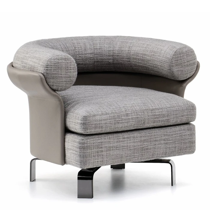 ZL Light Luxury Single-Seat Sofa Chair Metal Fabric Armchair after Negotiation Leisure Chair