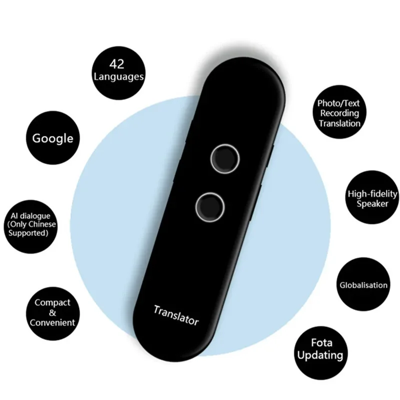 Portable Mini Multi Language Smart Translator 42 Languages APP Translation Bluetooth Wireless Two-Way Real Time Instant Voice A1