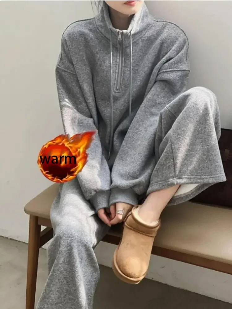 Gola rendas conjuntos femininos casuais moda coreana 2 peças conjunto baggy cordão reto calças de perna larga conjuntos