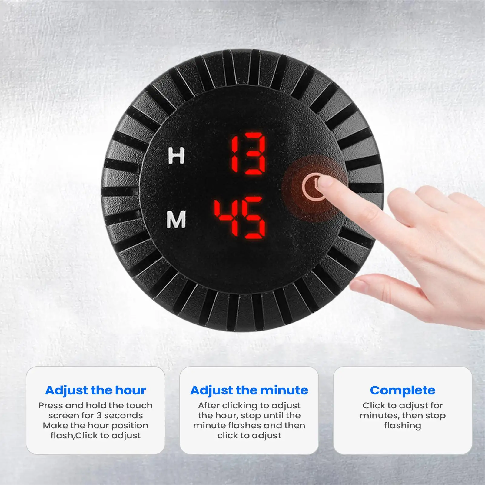 Waterproof LED Display Electronic Clock 12V/24V Car Panel Electronic Clock Automotive Car Boat Motorcycle Touch Digital Clock view 4