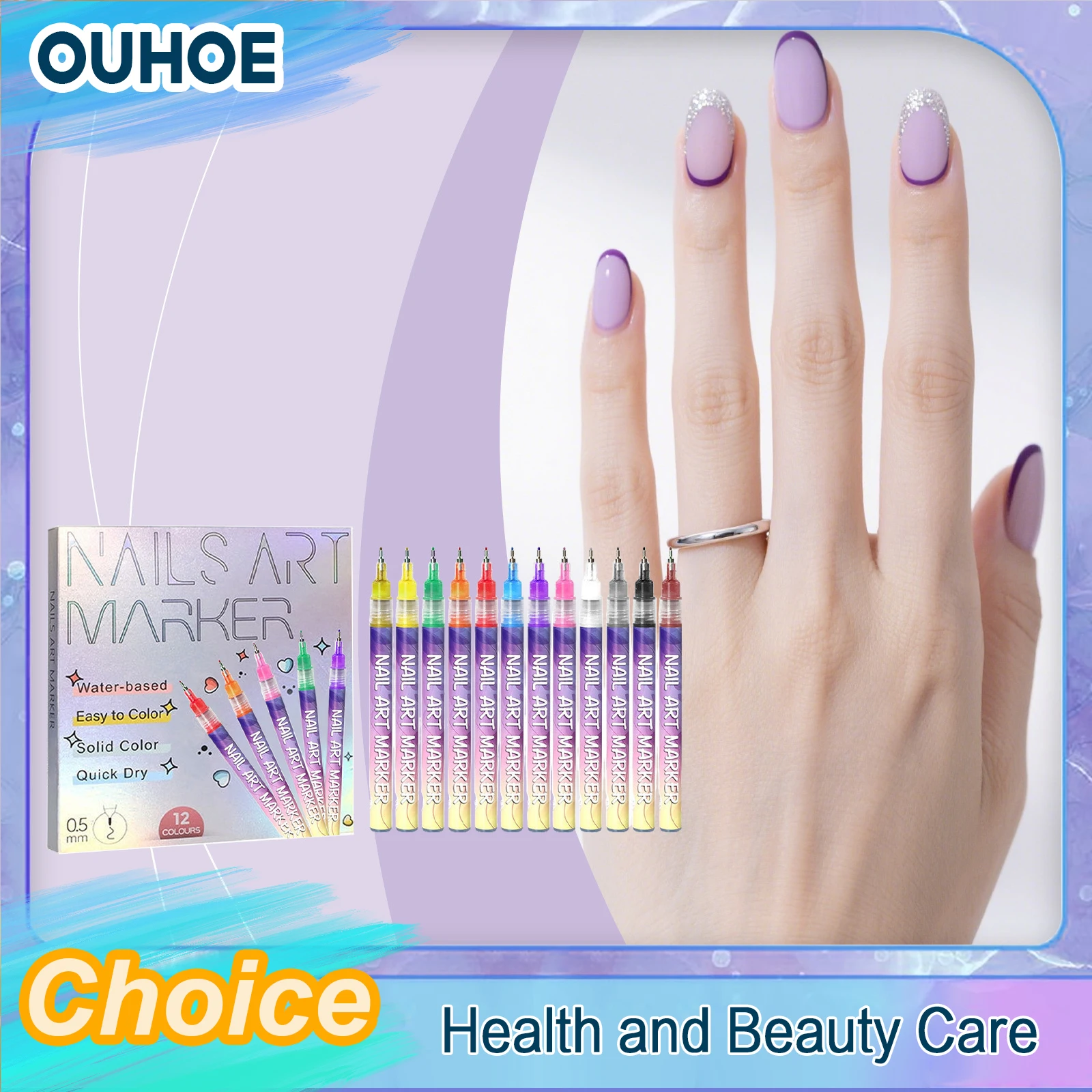 

12 цветов, набор ручек для дизайна ногтей, водостойкие, быстросохнущие, 0,5 мм, очень тонкий лак для граффити, маникюрный маркер, салонный инструмент для рисования ногтей, инструмент «сделай сам»