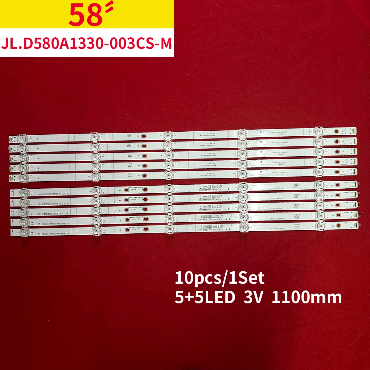 

LED Backlight Strips 10 lamps For 58" TV HZ58A65E 58A6100UW HZ58A55 H58E3A JL.D580A1330-365AS-M_V2.0 JL.D580A1330-003CS-M_V02